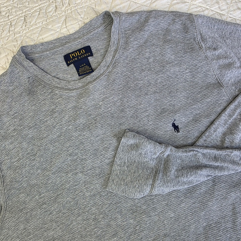 Polo Ralph Lauren Men's Large Gray Light Thermal Body Jersey Knit Sleeve Shirt